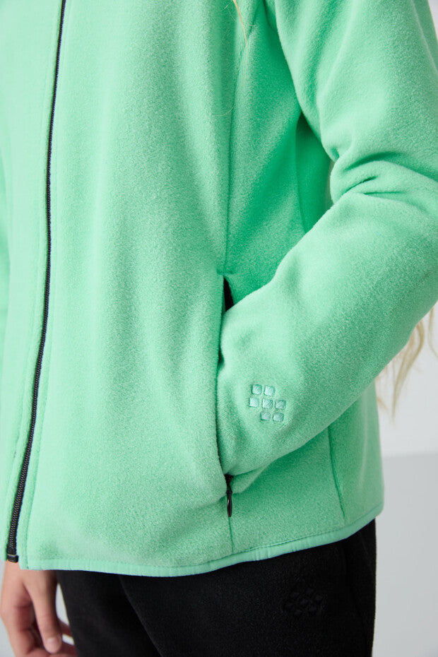 Su Yeşili Yumuşak Dokulu Kız Çocuk Sweatshirt