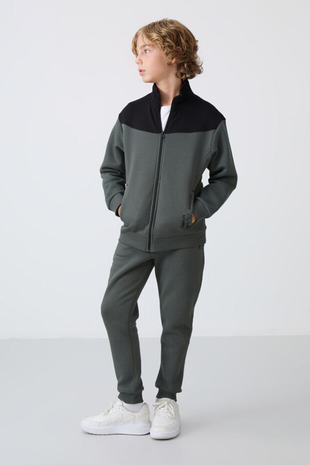 Haki Erkek Çocuk Pamuklu Eşofman Takımı