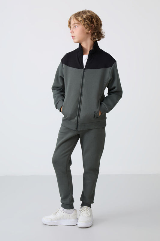 Haki Erkek Çocuk Pamuklu Eşofman Takımı