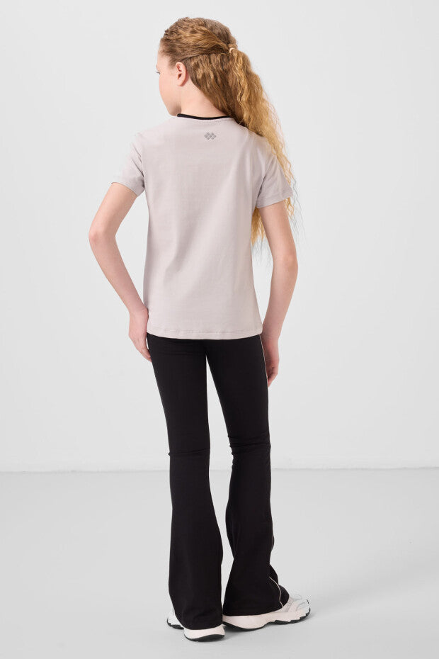 Siyah İspanyol Paça Tayt Taş Tshirt Takım