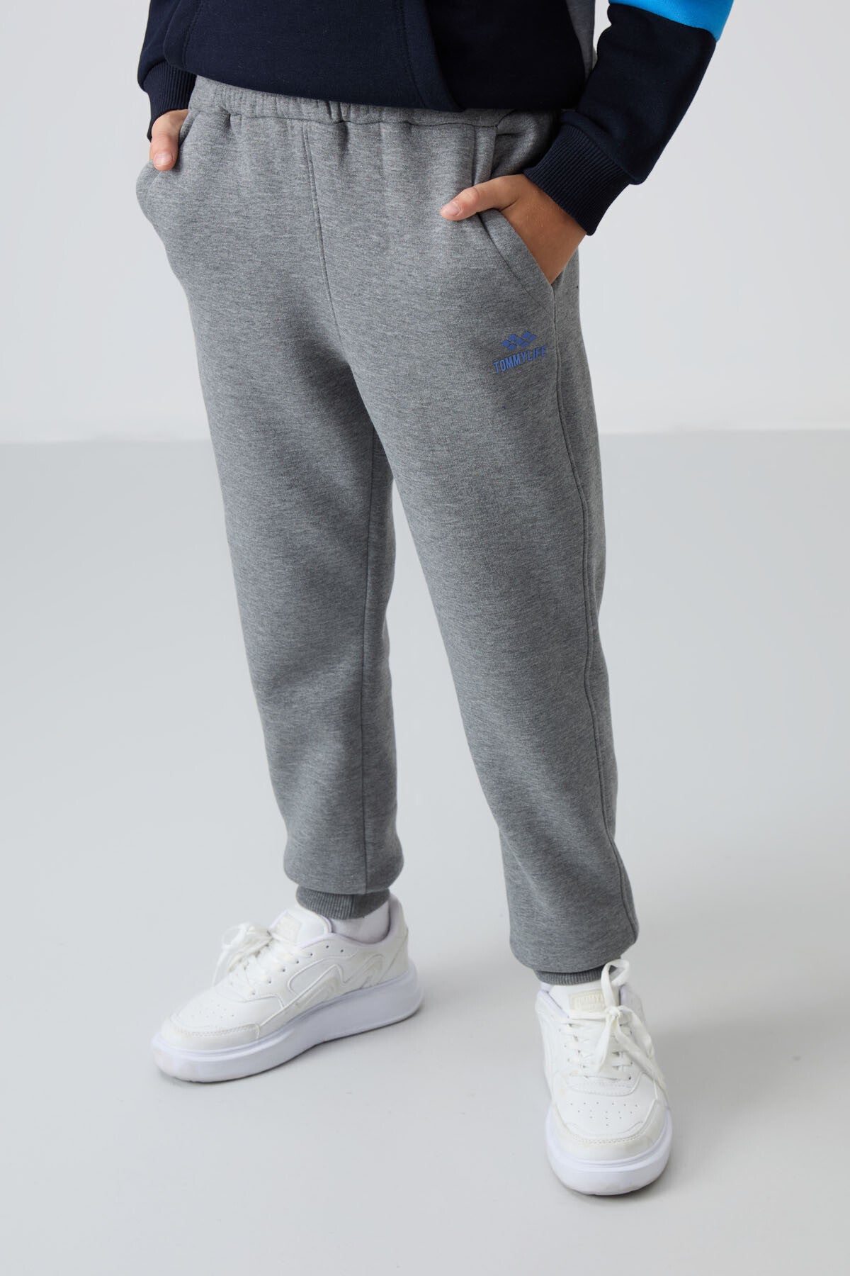 Gri Kapşonlu İçi Pamuklu Eşofman Takım Erkek Çocuk