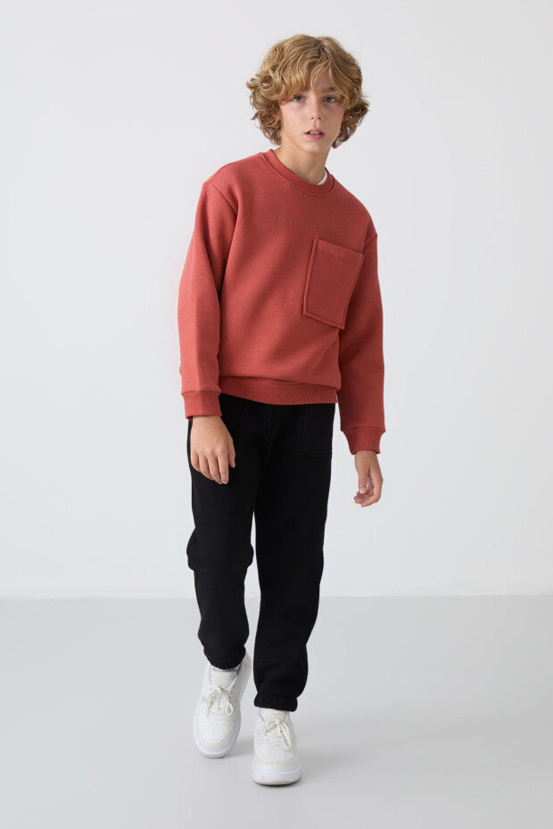 Kiremit Rengi Pamuklu Eşofman Takımı Erkek çocuk