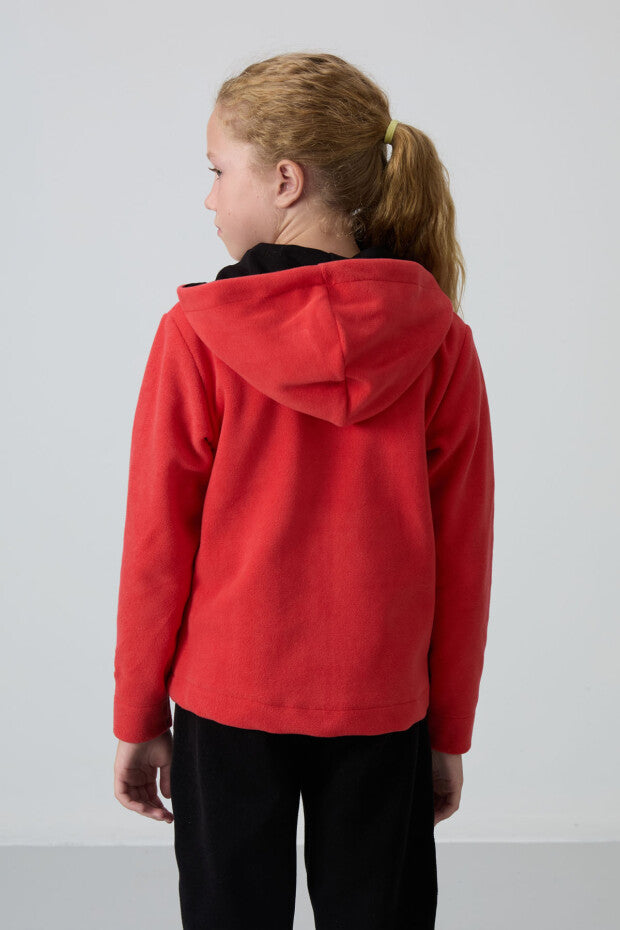 Kapüşonlu Kız Çocuk Nar Çiçeği Sweatshirt