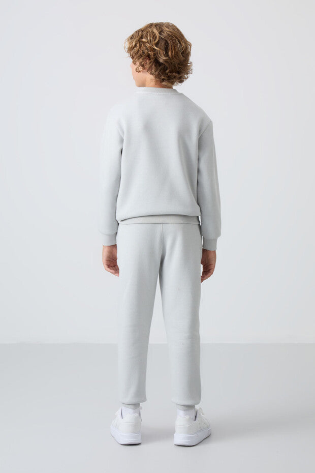 Taş Rengi Pamuklu Erkek Çocuk Eşofman Takımı