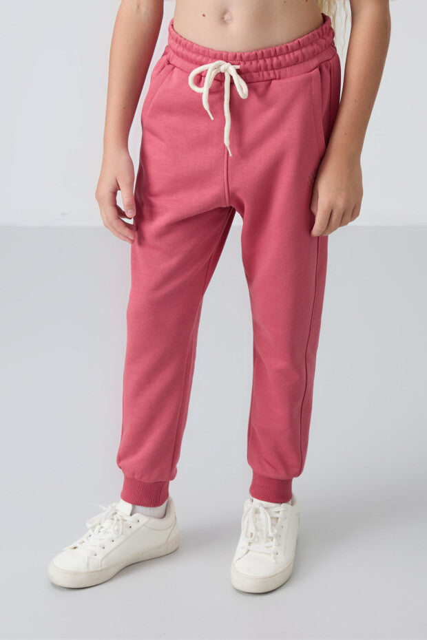 Gül kurusu Kapüşonlu Kız Çocuk Eşofman Takımı