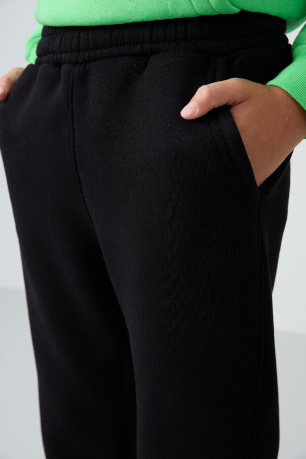 Siyah İçi Şardonlu Erkek Çocuk Eşofman Altı