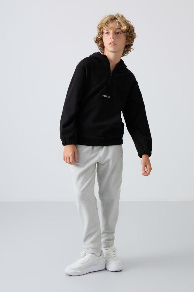 Düz Paça Yaş Rengi Polar Eşofman Takımı Erkek Çocuk