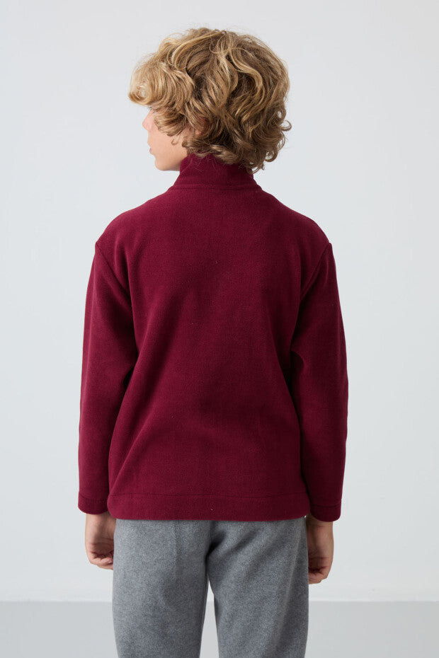 Bordo Polar Dik Yaka Sweatshirt Erkek Çocuk