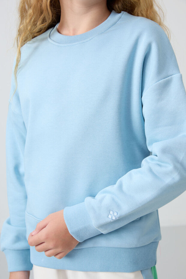 Kız Çocuk Soft Mavi Sweatshirt