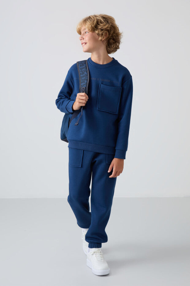 Lacivert Şardonlu Erkek Çocuk Pijama Takımı