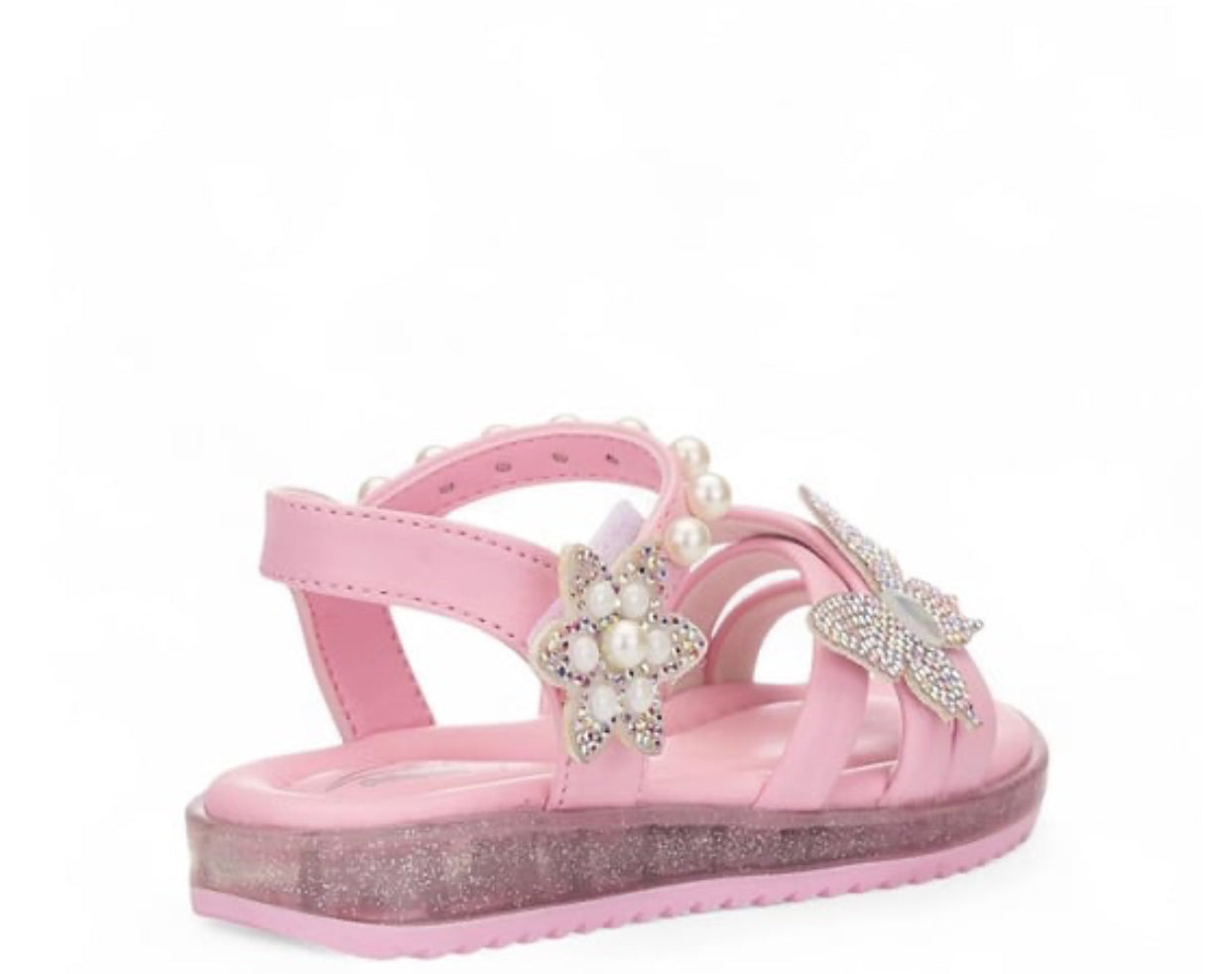 Kelebek Aksesuarlı Pembe Kız Çocuk Sandalet