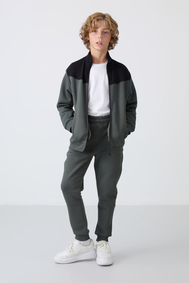 Haki Erkek Çocuk Pamuklu Eşofman Takımı