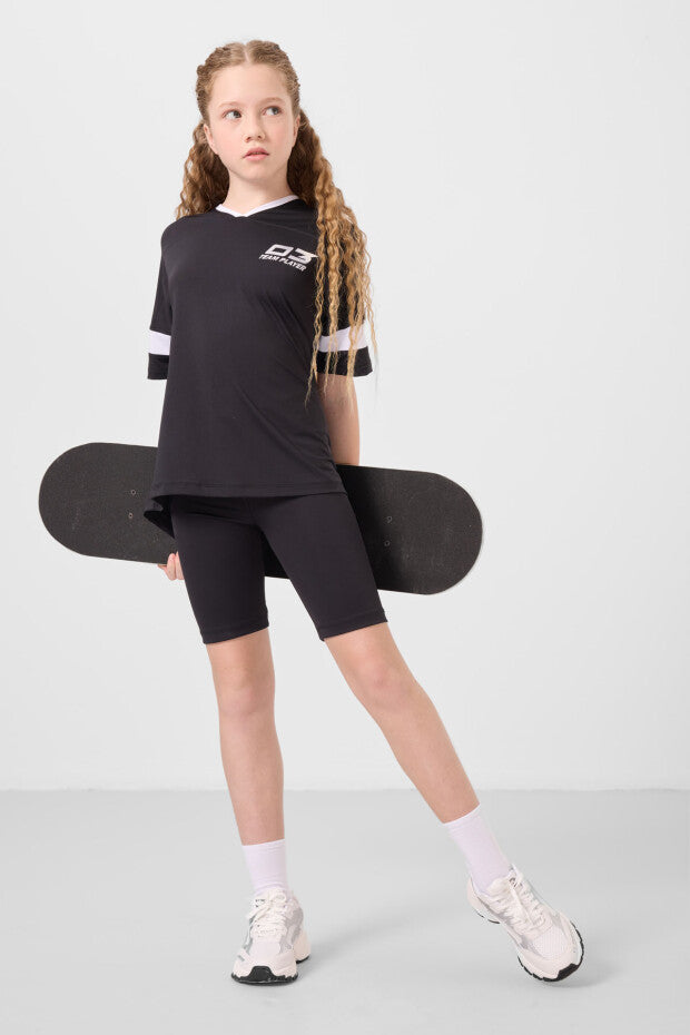 Siyah Spor Tshirt KısaTayt Takım