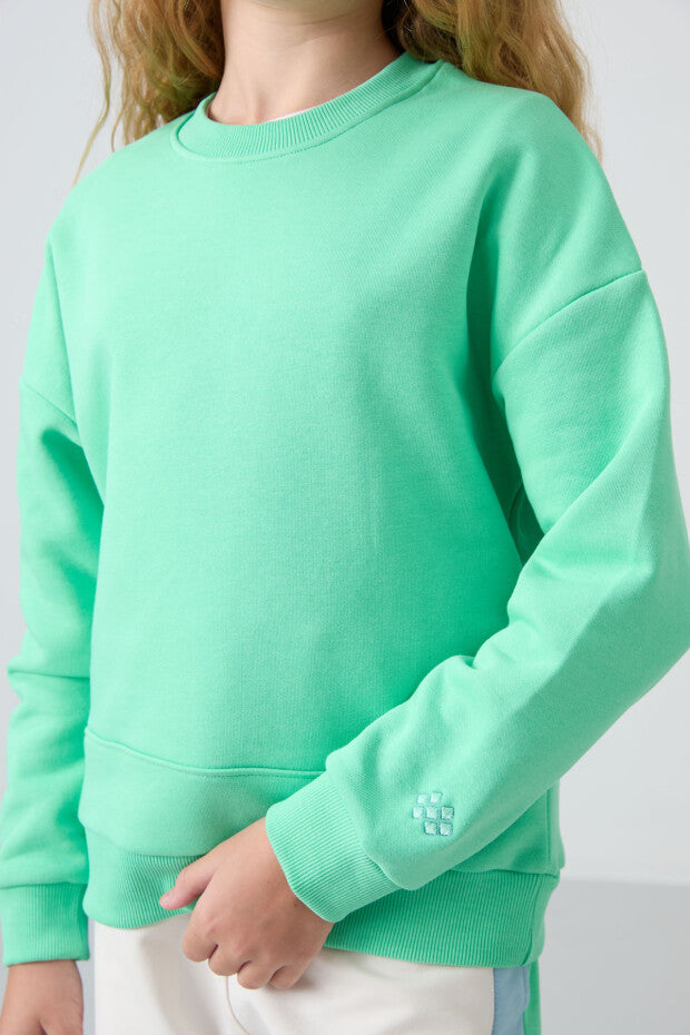 Su Yeşili Kuz Çocuk Sweatshirt