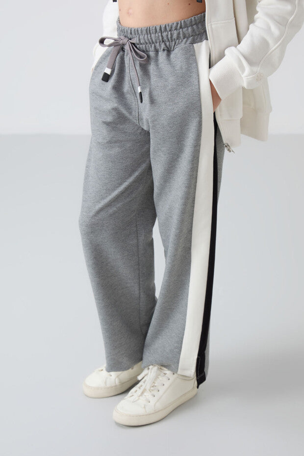 Kız Çocuk Gri Geniş Paça Eşofman Altı