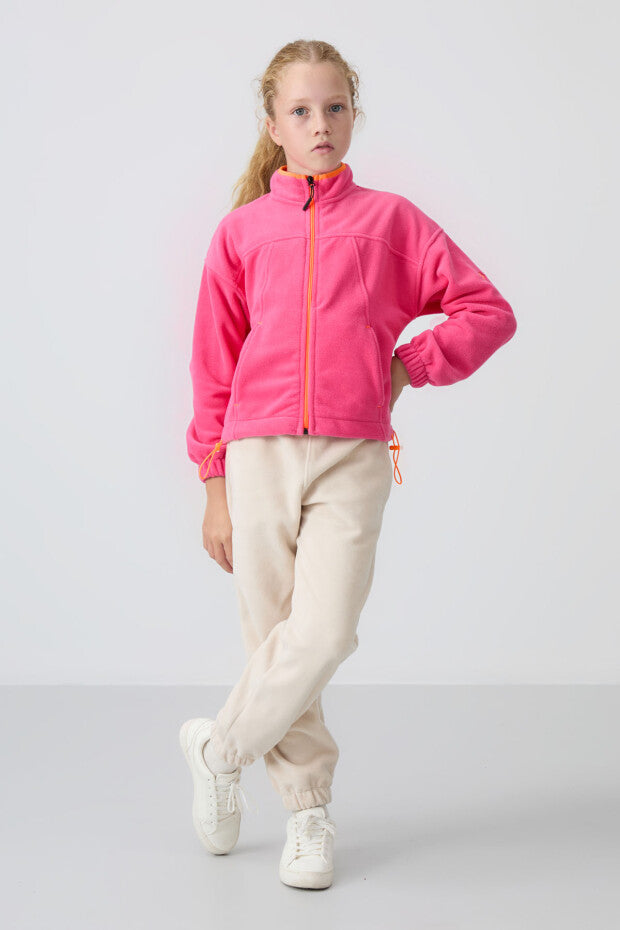 Şeker Pembe Fermuarlı Sweatshirt