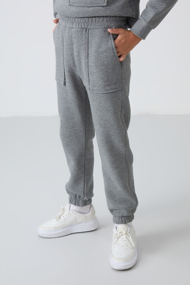 Gri Pamuklu Erkek Çocuk Eşofman Takımı