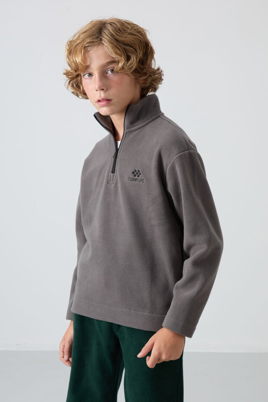 Füme Dik Yaka Polar Sweatshirt Erkek Çocuk