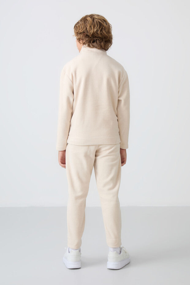 Bej Dik Yaka Polar Eşofman Takımı