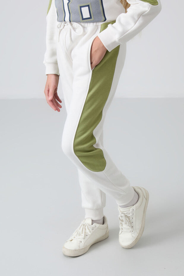 Ekru İçi Pamuklu Kız Çocuk Eşofman Takımı