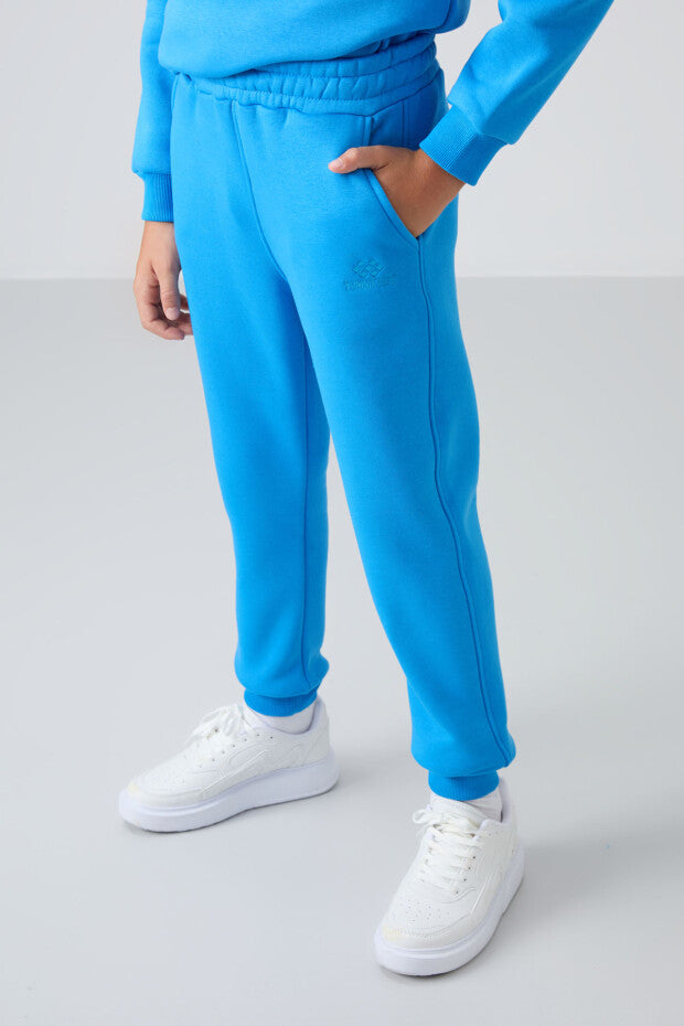 Mavi İçi Pamuklu Erkek Çocuk Eşofman Takımı