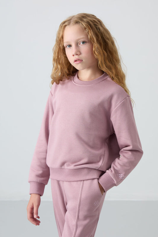 Gül Kurusu Pamuklu Kız Çocuk Eşofman Takımı