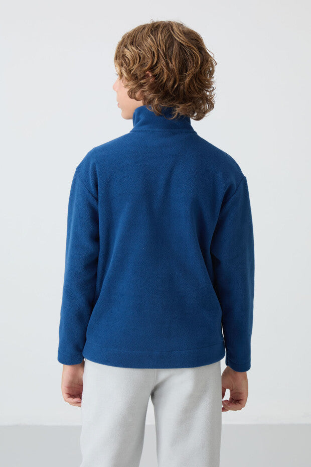 Parlement Mavi Dik Yaka Polar Sweatshirt