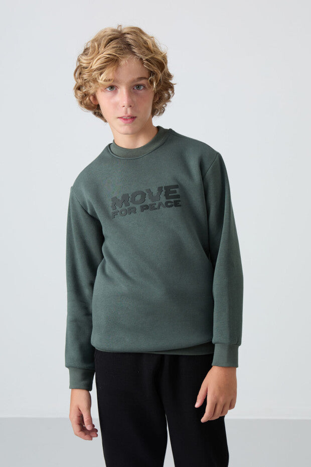 Haki Pamuklu Erkek Çocuk Sweatshirt