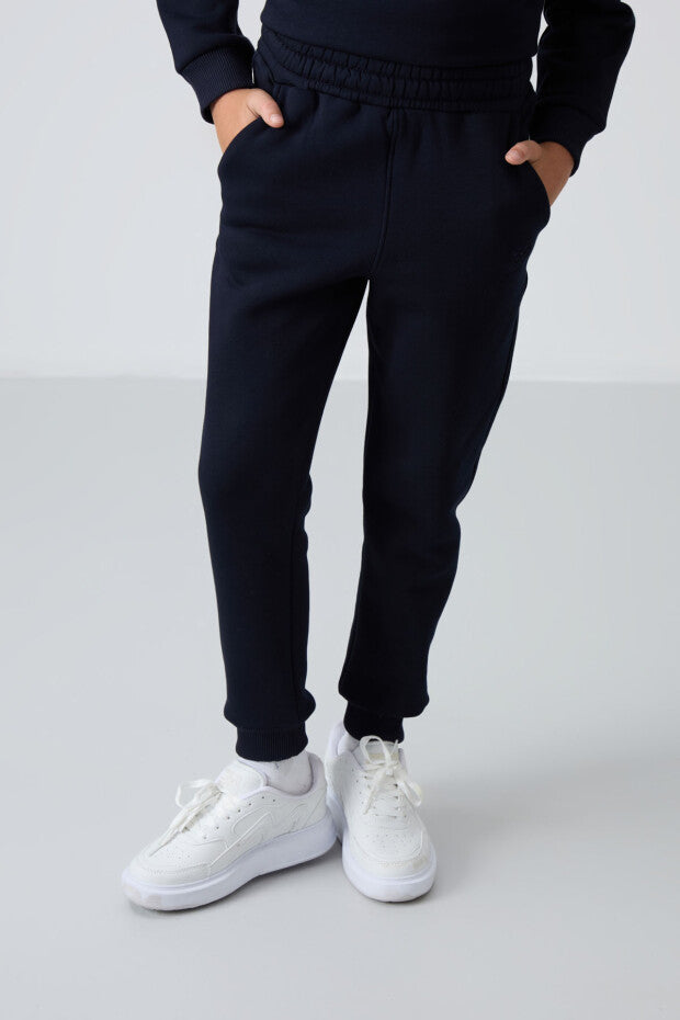 Lacivert İçi Pamuklu Erkek Çocuk Eşofman Takımı