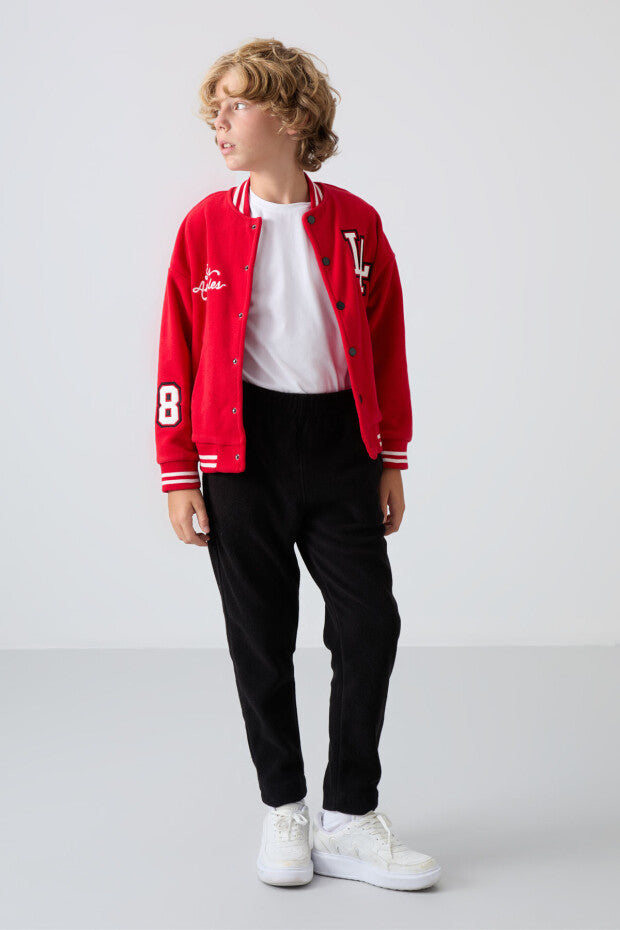 Kırmızı Polar Kolej Ceketi Erkek Çocuk