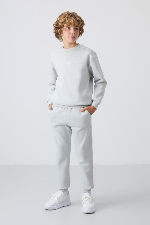 Taş Rengi Pamuklu Erkek Çocuk Eşofman Takımı