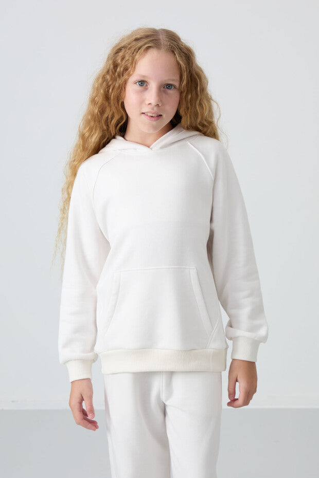 Ekru Şardonlu Kız Çocuk Eşofman Takımı