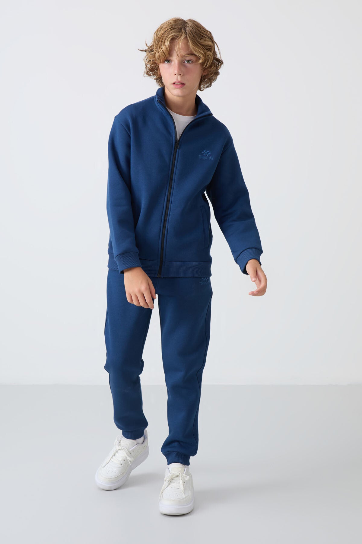 Erkek Çocuk Parlament Mavi Eşofman Takımı – Fermuarlı Ceket ve Jogger Alt
