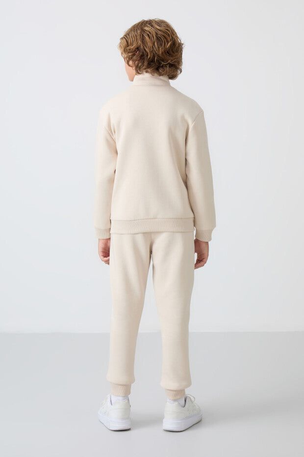 Bej Dik Yaka Erkek Çocuk Eşofman Takımı