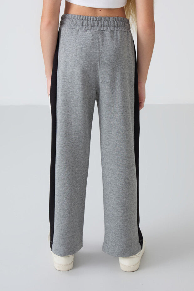 Kız Çocuk Gri Geniş Paça Eşofman Altı