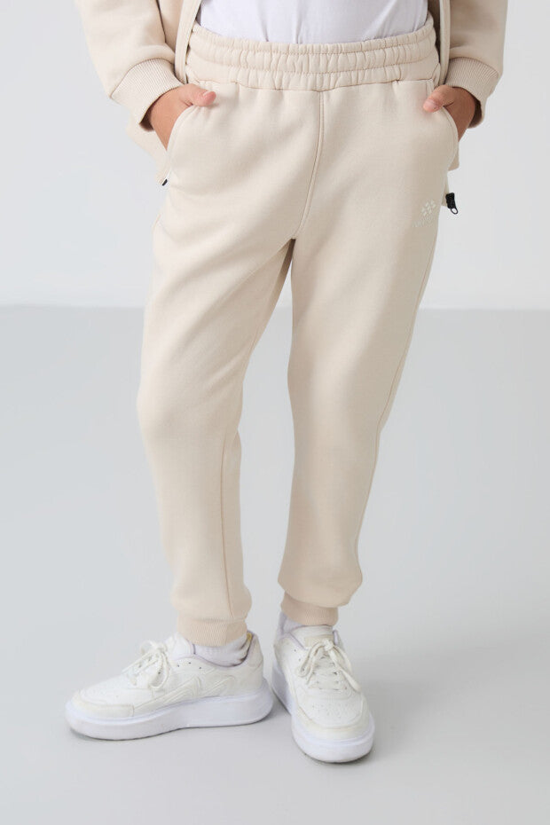 Bej Dik Yaka Erkek Çocuk Eşofman Takımı