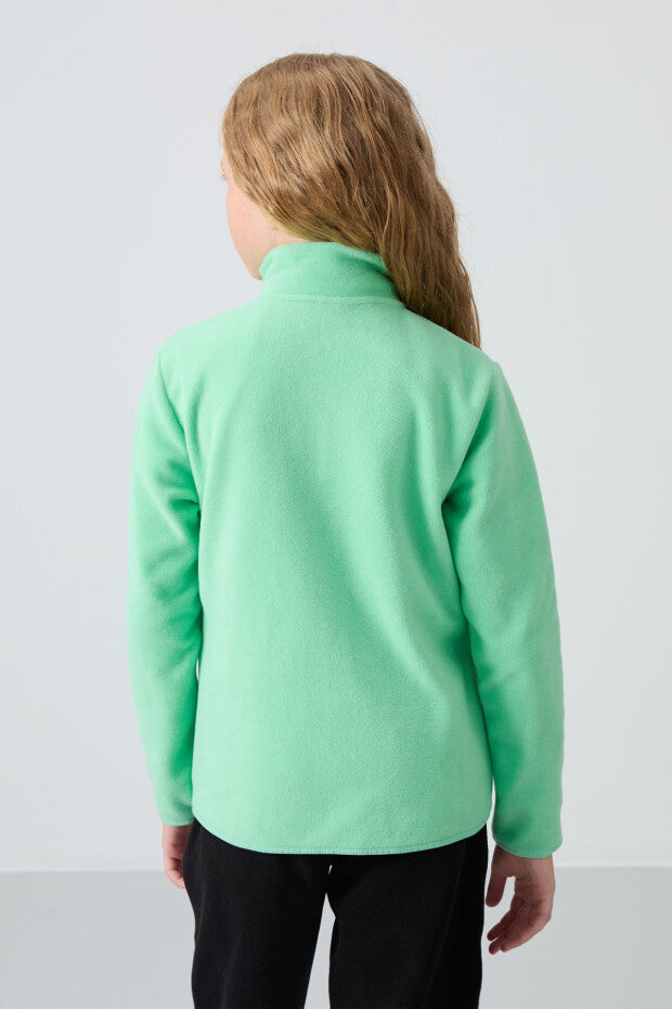 Su Yeşili Yumuşak Dokulu Kız Çocuk Sweatshirt