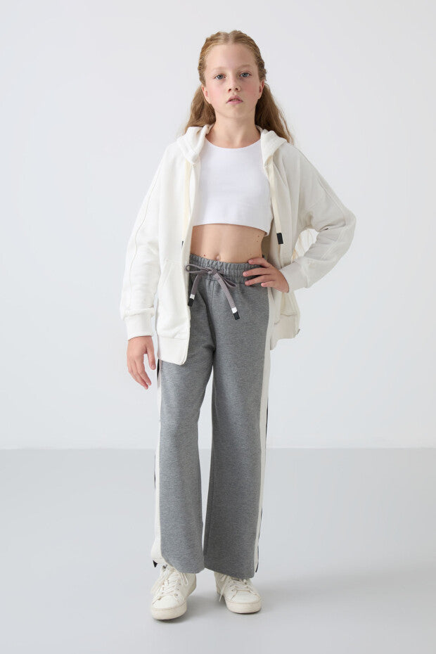 Kız Çocuk Gri Geniş Paça Eşofman Altı