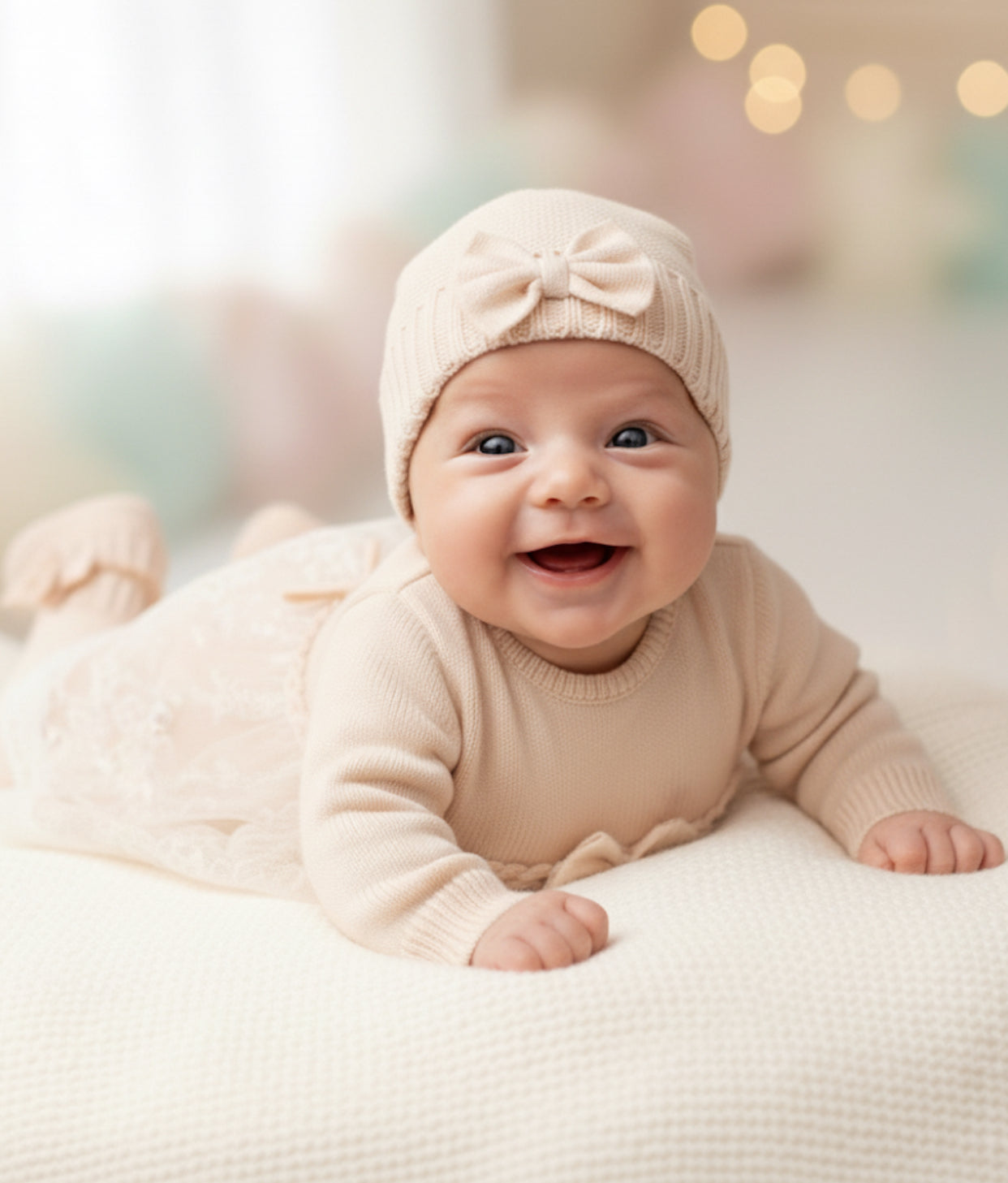 Kız Bebek 9 Parça Triko Dantelli Hastane Çıkışı Seti | Kişiselleştirilebilir Yenidoğan Hediye Seti