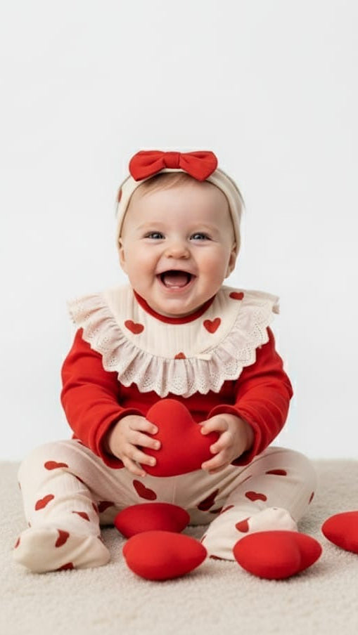 Kız Bebek 0-3 Ay Kişiselleştirilebilir Kalpli 7’li Set – Hastane Çıkışı Hediye Seti 3033MC