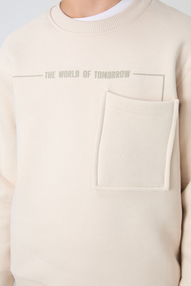 Bej Pamuklu Eşofman Takımı Erkek Çocuk