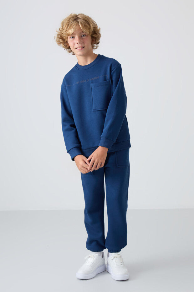 Lacivert Şardonlu Erkek Çocuk Pijama Takımı