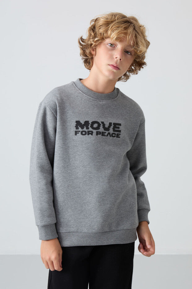 Gri Pamuklu Erkek Çocuk Sweatshirt