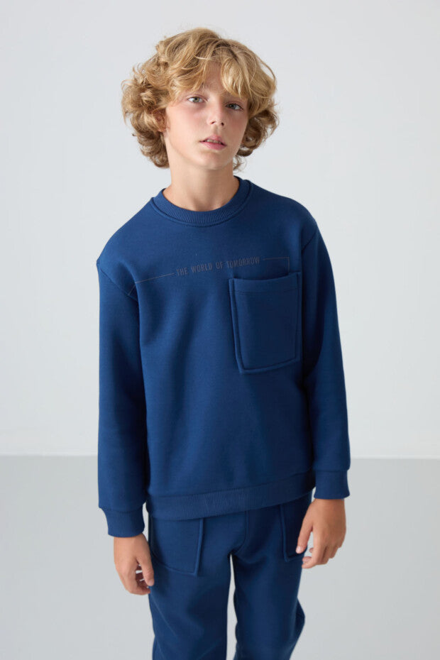 Lacivert Şardonlu Erkek Çocuk Pijama Takımı