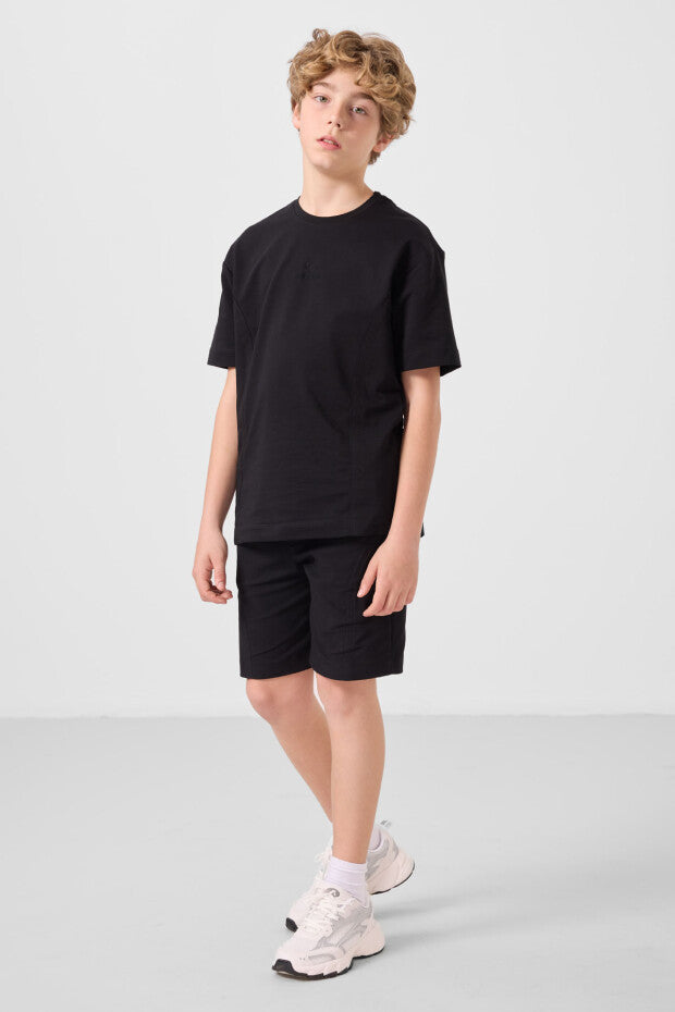 Erkek Çocuk Siyah Chino Şortlu Takım