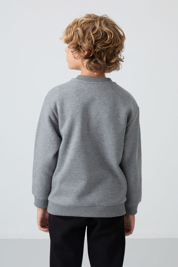 Gri Pamuklu Erkek Çocuk Sweatshirt
