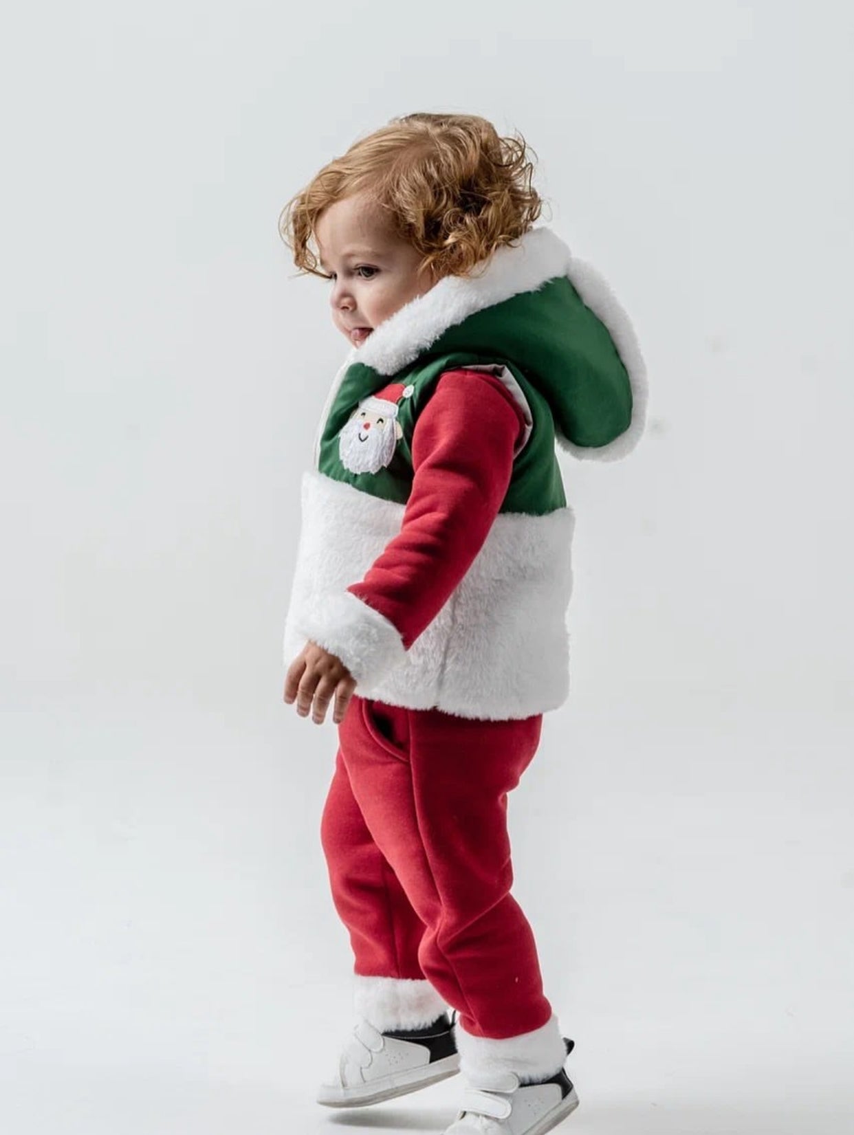 Kız/Erkek Bebek Yılbaşı 3’lü Kışlık Takım – Kapüşonlu Peluş Mont, Sweatshirt & Pantolon |