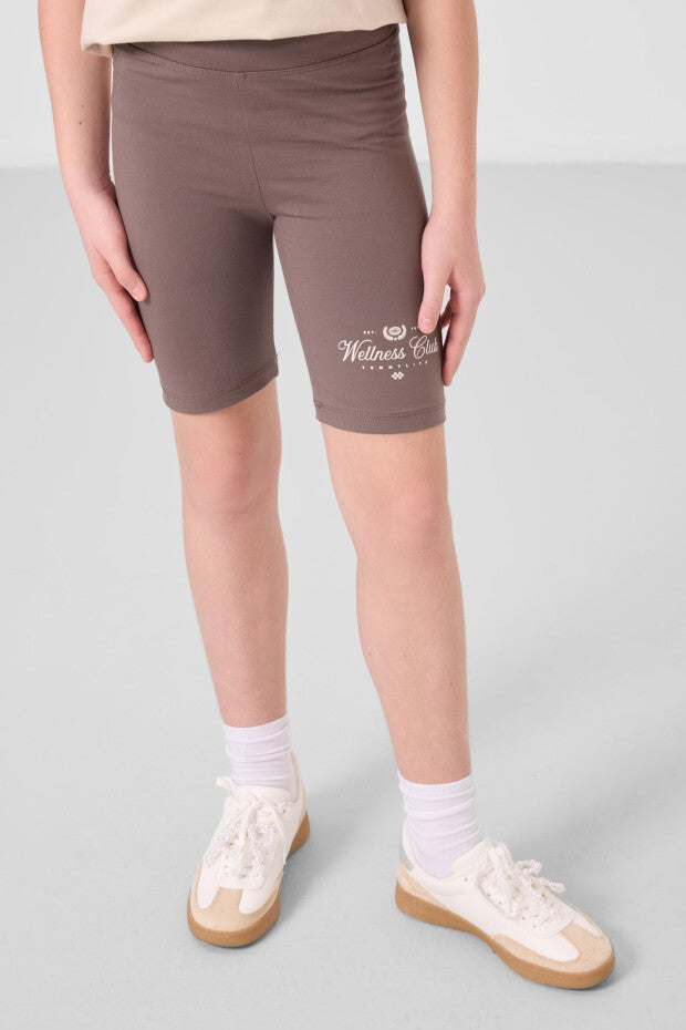 Bej Kahve Kısa Tayt Takım