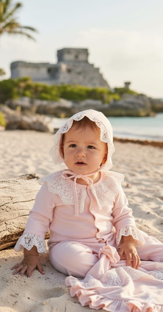 Kız Bebek 0-3 Ay Dantelli 3’lü Set – Şapka, Tulum ve Body | Yeni Doğan Hediye 6245PG