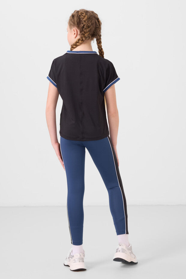 Kız Çocuk Şeritli Tayt Tshirt Takım